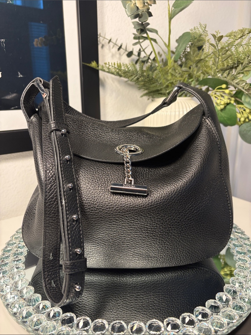 Botkier Waverly Pebbled Leather Shoulder Bag with Silver Hardware